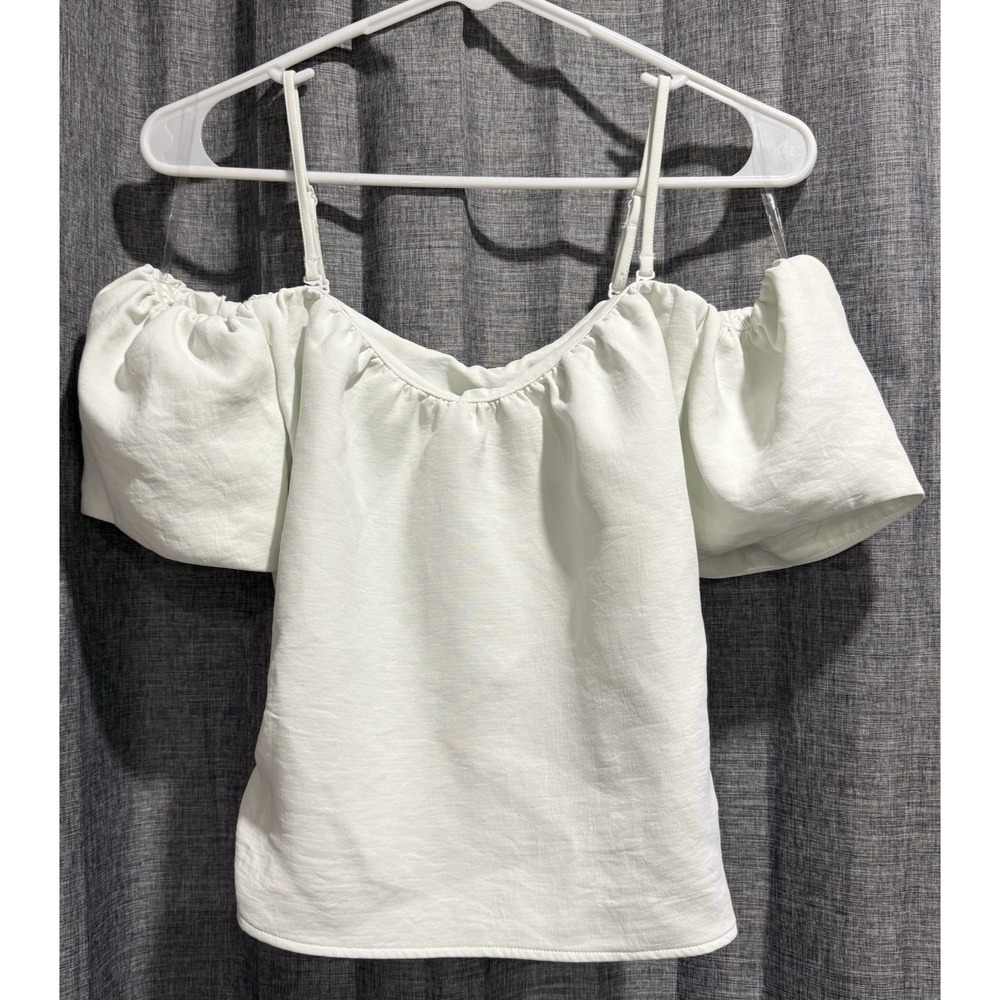 A New Day Puff Sleeve Off The Shoulder Side Zip/Ruching Removable straps Small